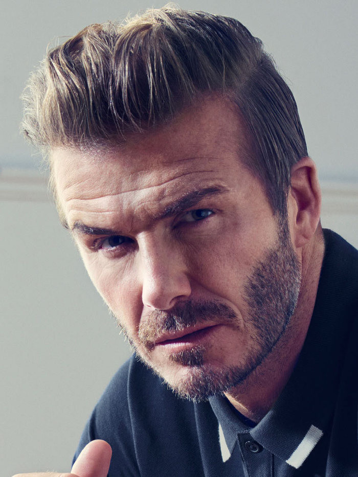 David Beckham dengan gaya rambut wawancara bagian belakang yang ditarik