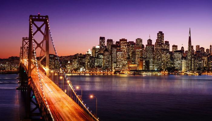 San Francisco skyline and Golden Gate Bridge