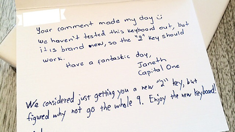 Capital One keyboard note
