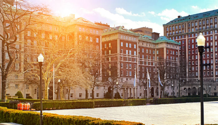 Exterior shot of Columbia University at sunset - one of the most expensive universities in the world