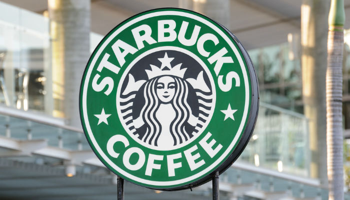 Close-up of a Starbucks Coffee sign