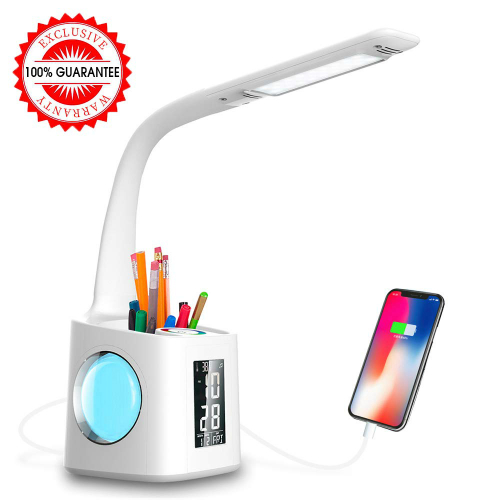 white led lamp with charging port and digital calendar