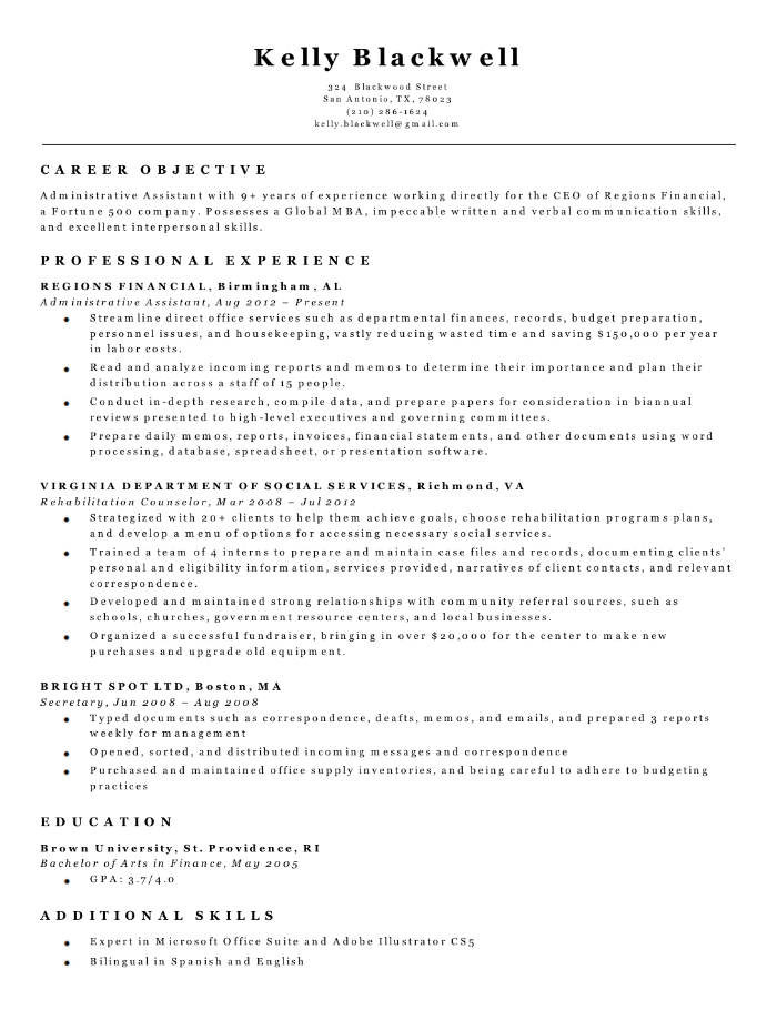 Traditional CV/résumé example