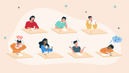 Illustration of students sitting an exam