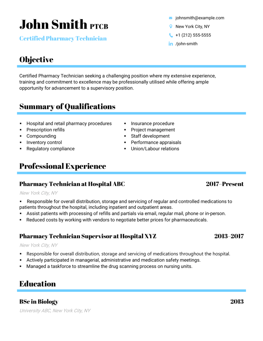 Resume objective examples