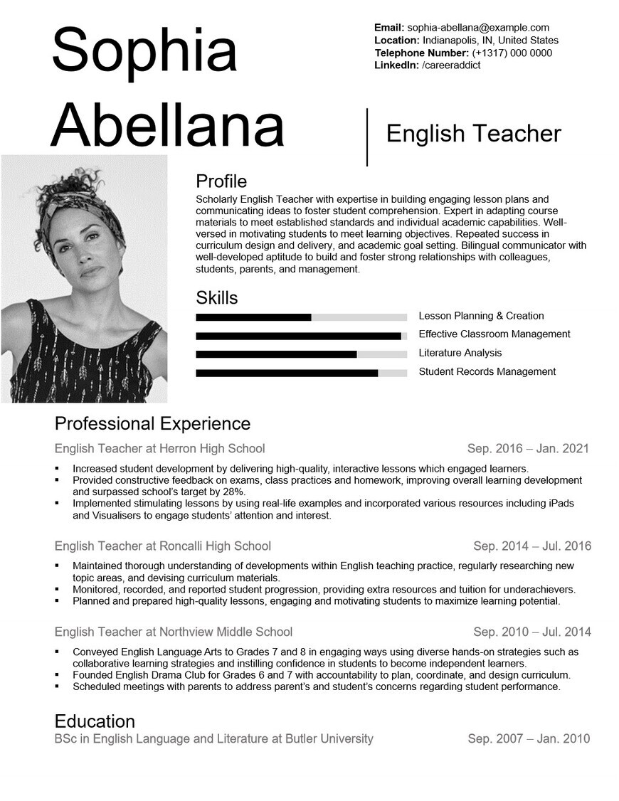 how to write a cv for education