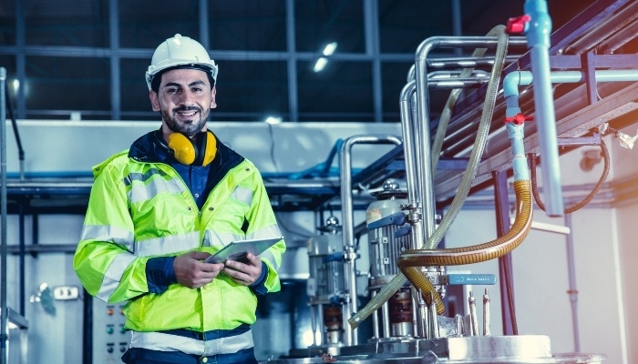 A male engineer working in a factory