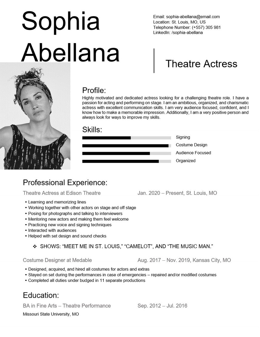 how to write a acting resume