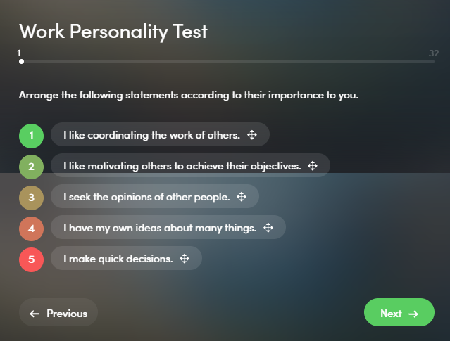 Personality Test Sample Question