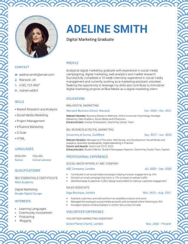 Internship Resume Example Cloud Cv Template