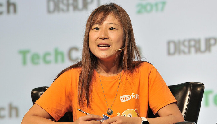 Cindy Mi on stage at the Tech Crunch conference