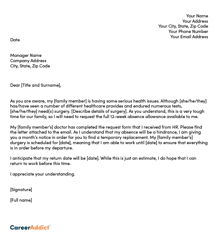 leave application letter for illness