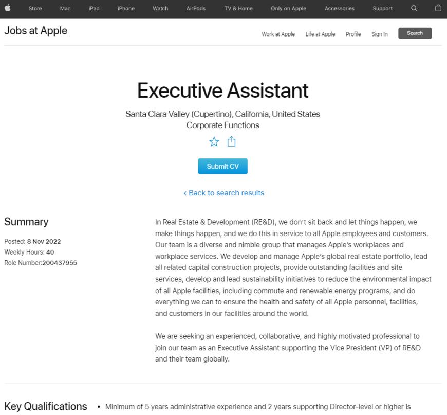 Apple job ad