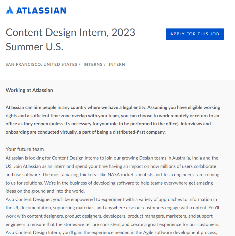 Atlassian job ad