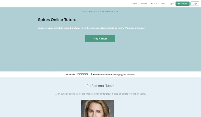 Spires tutoring website