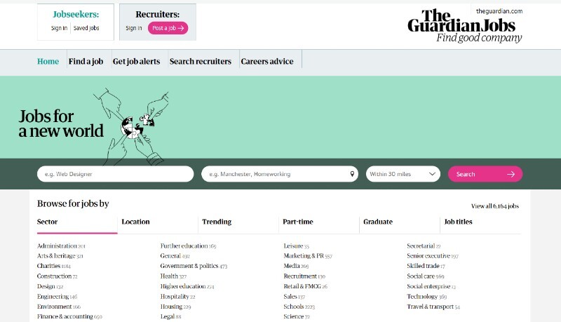 Guardian Jobs website