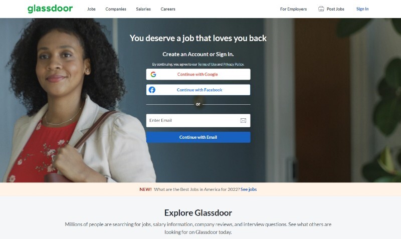 Glassdoor career and job search website