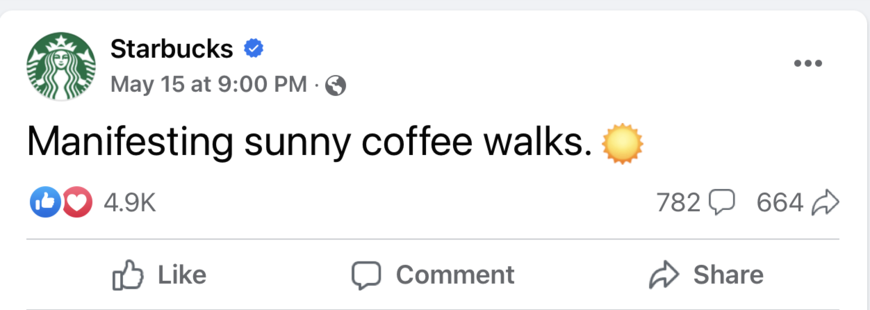 Starbucks Facebook post