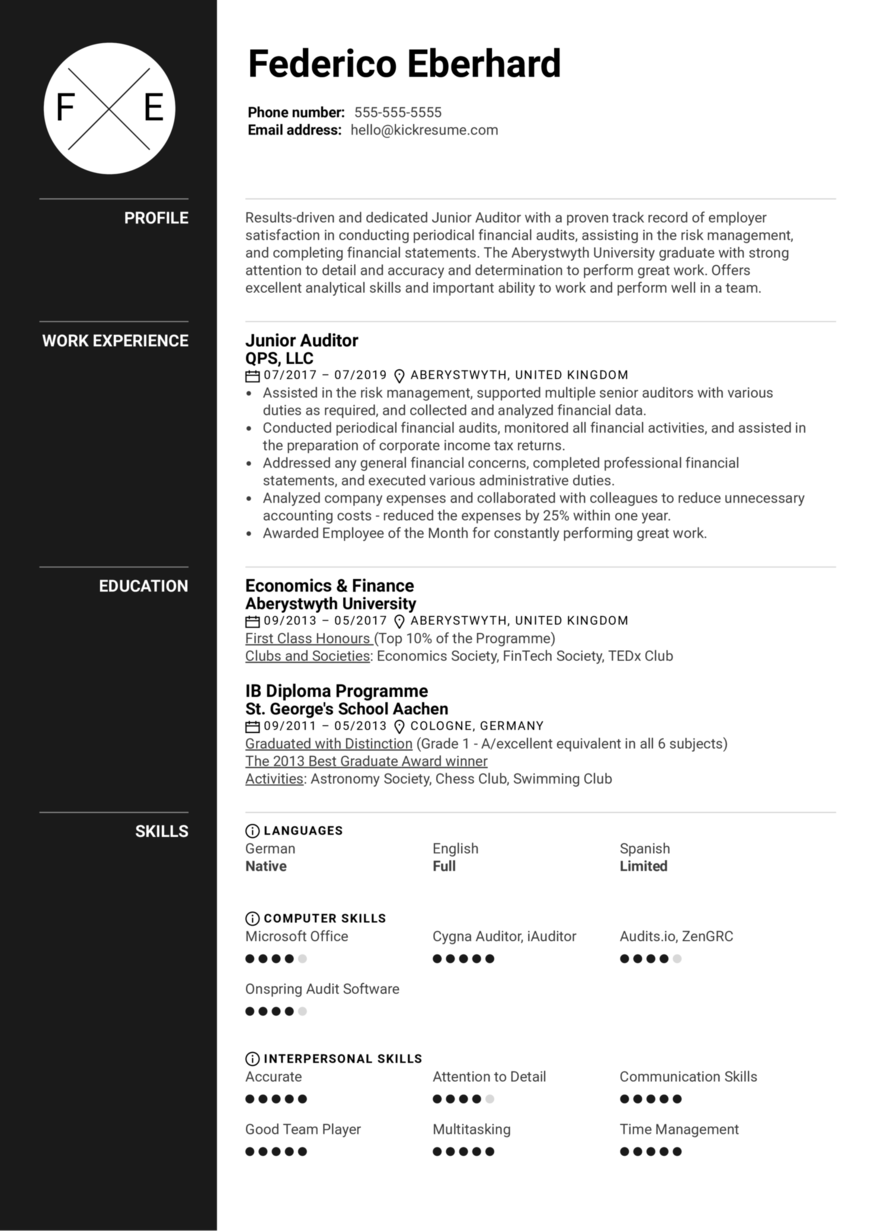 Junior-level résumé example