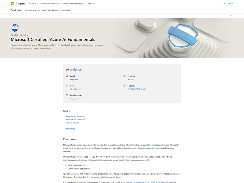 Microsoft Certified Azure AI Fundamentals