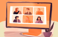 A group of people adhering to virtual meeting etiquette