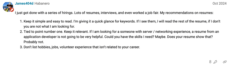 hiring manager answer on Spiceworks
