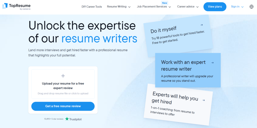 top resume homepage